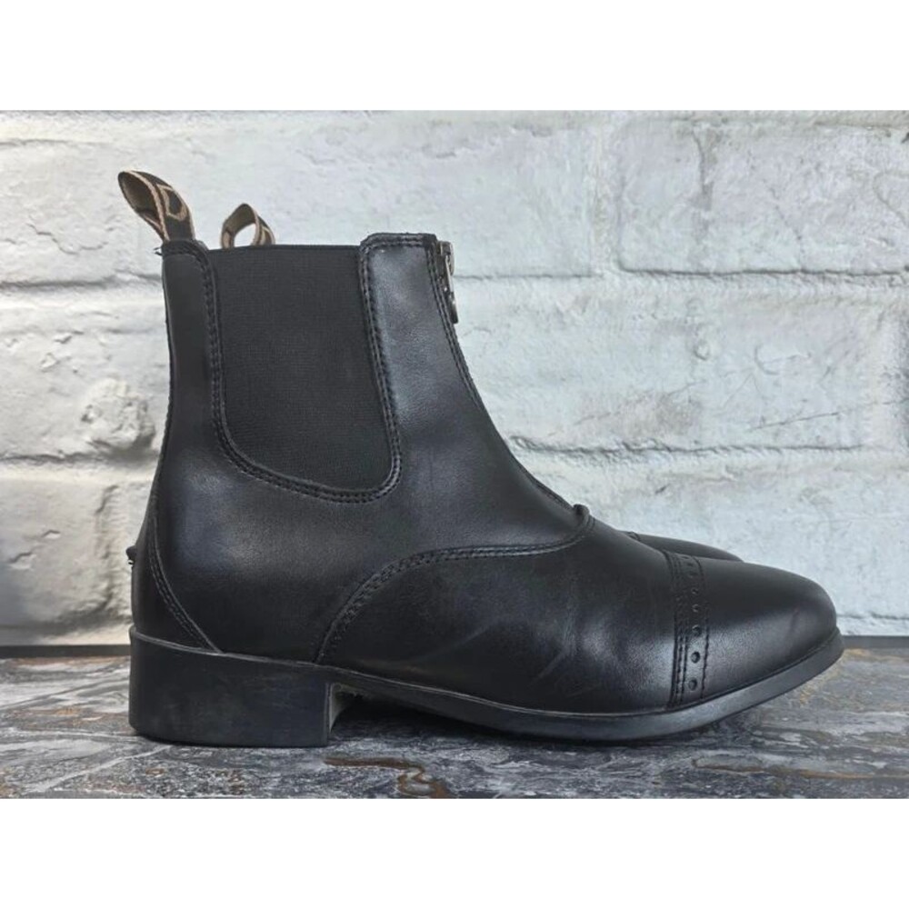 Dublin Foundation II Black Leather Front Zip Paddock Riding Boots Women 7.5